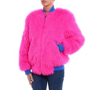 Alberta Ferretti Faux-Fur Bomber Jacket